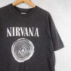 画像1: 90's NIRVANA USA製 "VESTIBULE" ロックバンドプリントTシャツ BLACK XL (1)