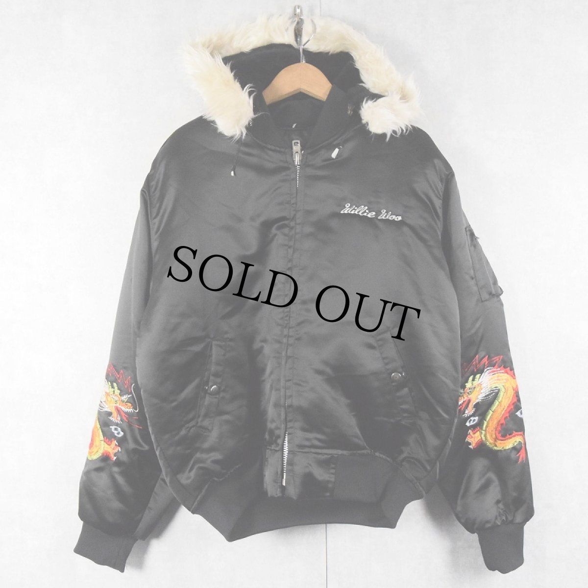 画像2: 90's "KOREA" ラビットフード スーベニアジャケット BLACK (2)