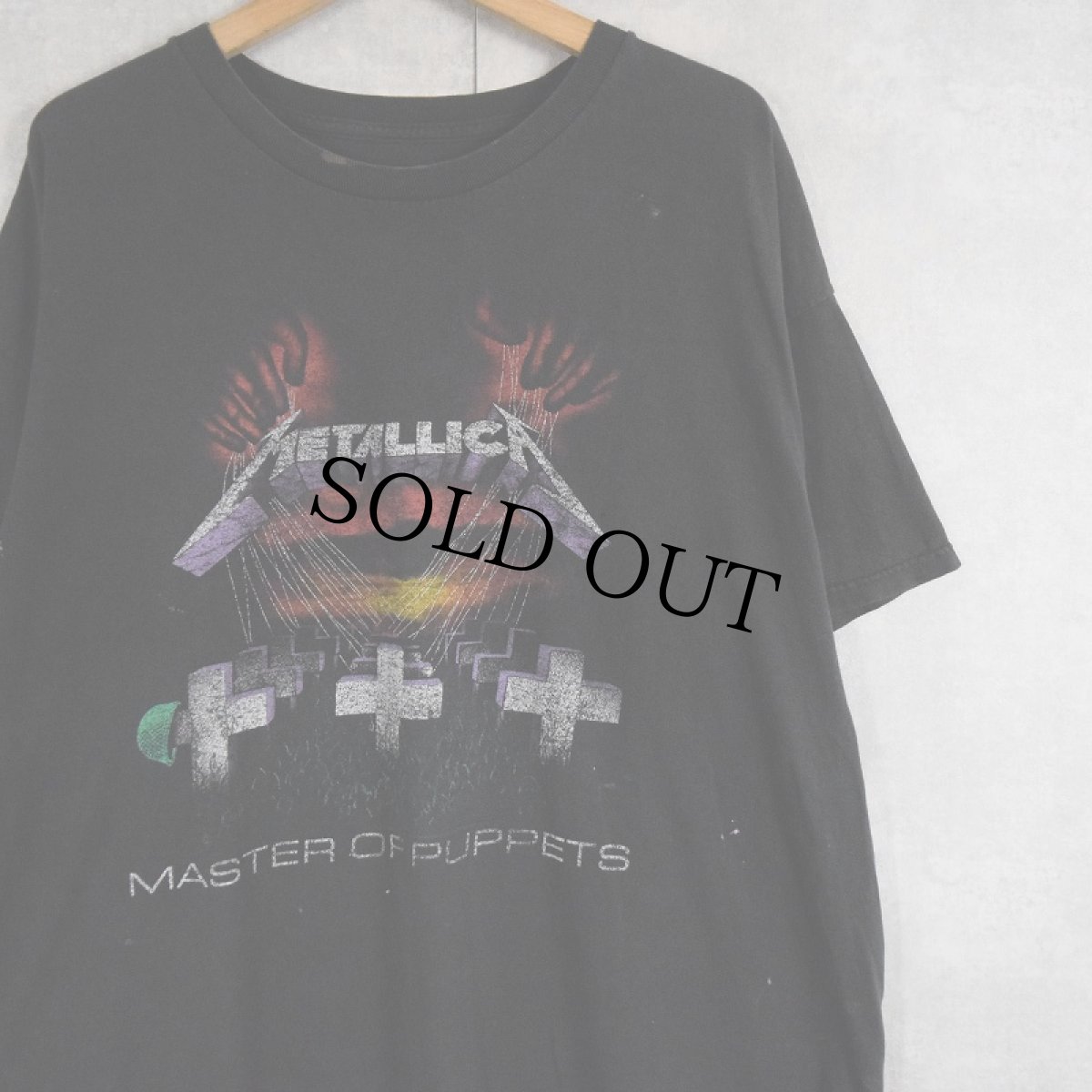 画像1: METALLICA "MASTER OF PUPPETS" ヘヴィメタルバンドプリントTシャツ BALCK (1)