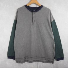 画像1: 90's GAP ヘンリーネック 鹿の子ロンT L (1)