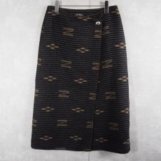 画像1: LAUREN Ralph Lauren ネイティブ柄 コンチョボタン付き ウールラップスカート (1)