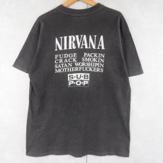 画像2: 90's NIRVANA USA製 "VESTIBULE" ロックバンドプリントTシャツ BLACK XL (2)
