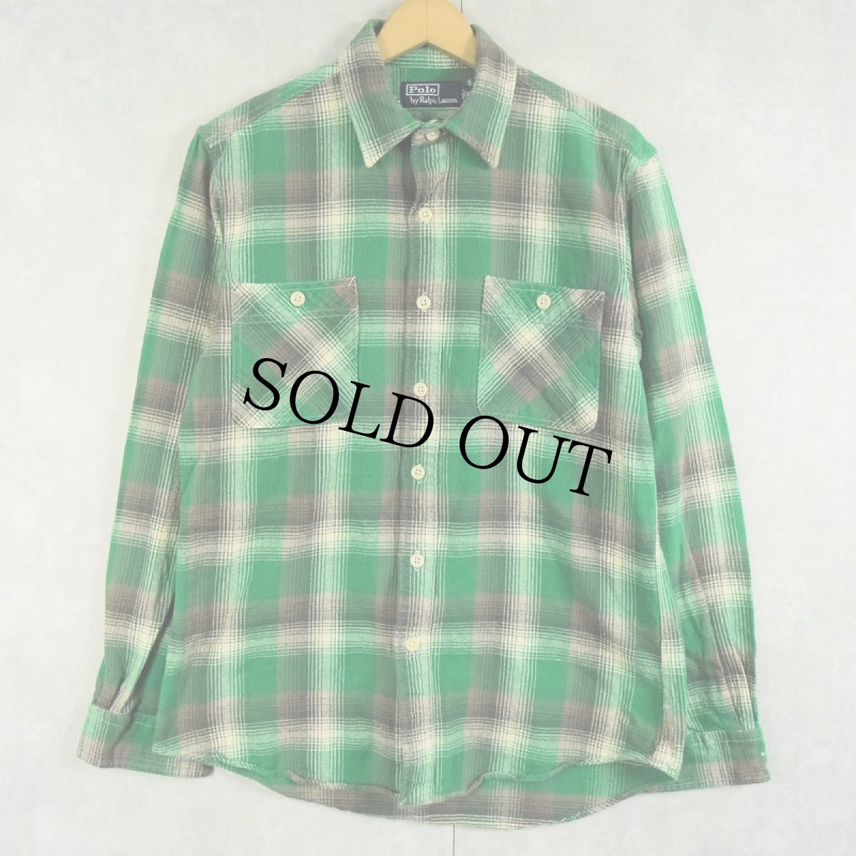 画像1: POLO Ralph Lauren オンブレーチェック柄 ヘビーネルシャツ M (1)