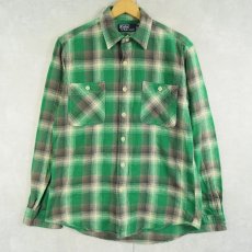 画像1: POLO Ralph Lauren オンブレーチェック柄 ヘビーネルシャツ M (1)