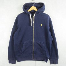 画像1: POLO Ralph Lauren ロゴ刺繍 スウェットジップパーカー NAVY M (1)