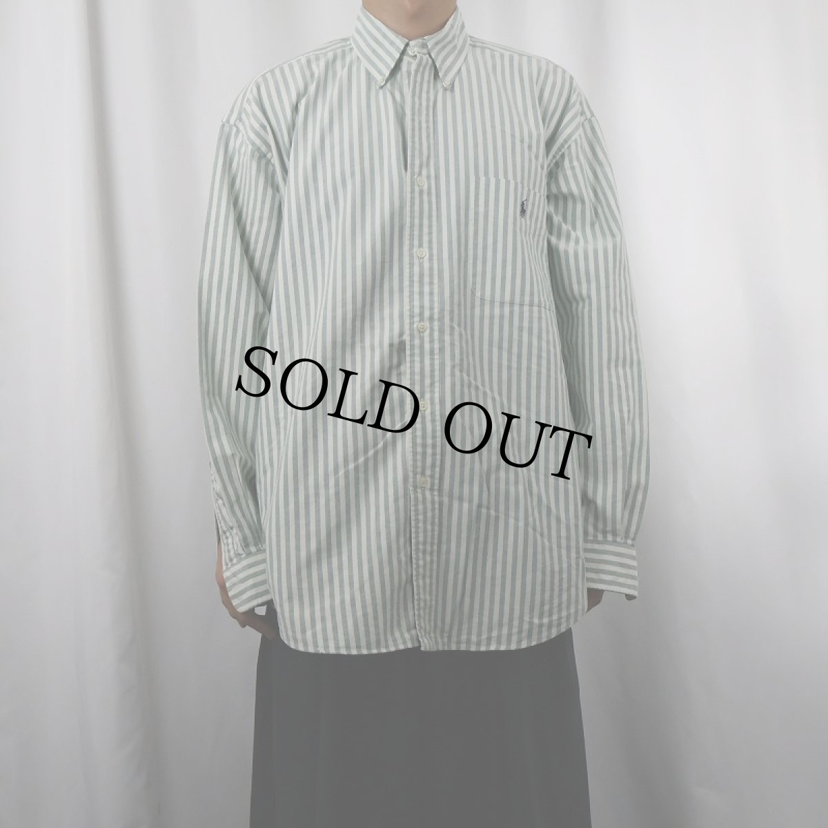 画像2: Ralph Lauren "BIG SHIRT" ストライプ柄 オックスフォード ボタンダウンシャツ L (2)