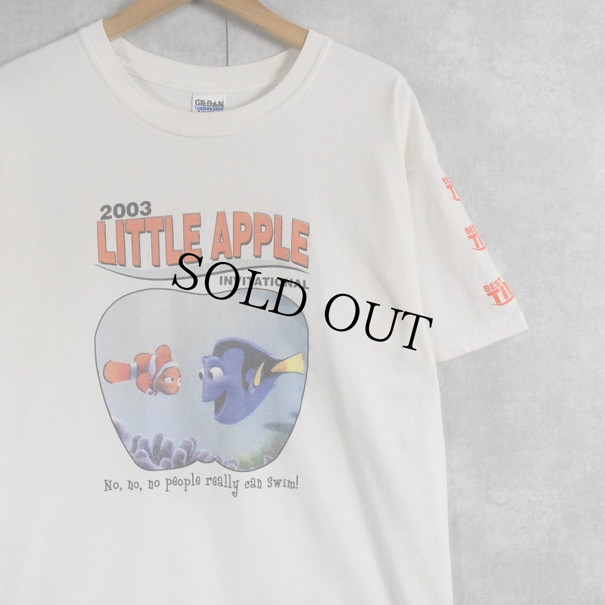 画像1: 2003 Finding Nemo"LITTLE APPLE" キャラクタープリントTシャツ L (1)