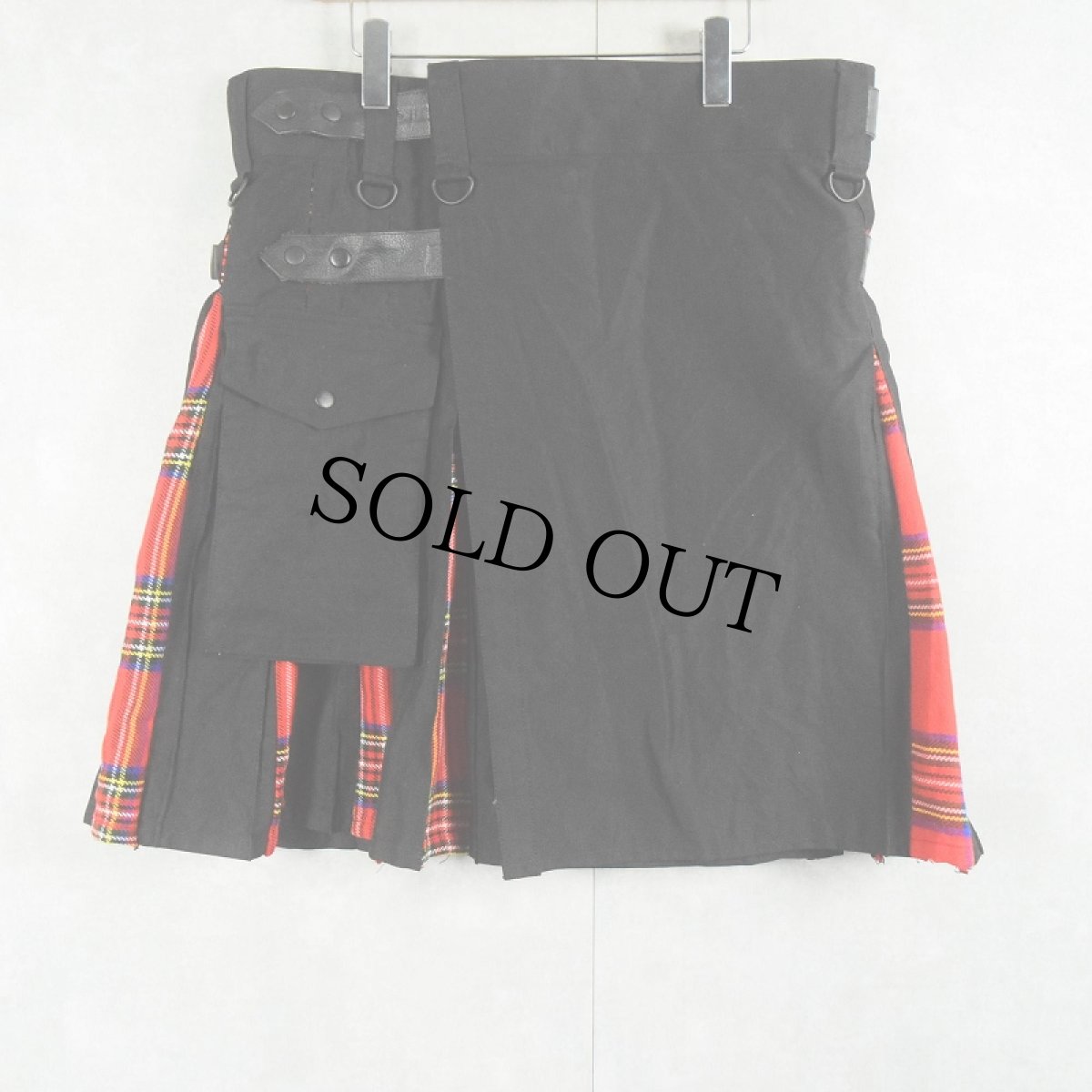 画像2: チェック柄 切り替えデザイン ラップカーゴスカート BLACK XXL (2)