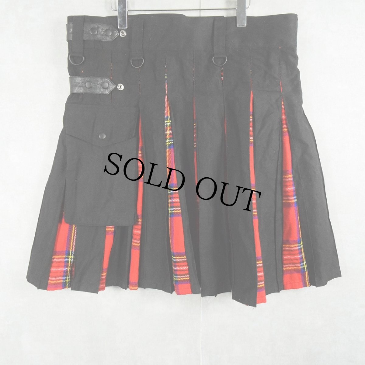 画像3: チェック柄 切り替えデザイン ラップカーゴスカート BLACK XXL (3)