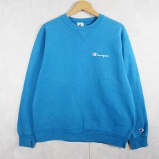 画像1: 90's Champion USA製 ロゴ刺繍 前Vスウェット L (1)