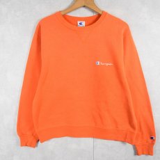 画像1: 90's Champion USA製 ロゴ刺繍 前Vスウェット L (1)