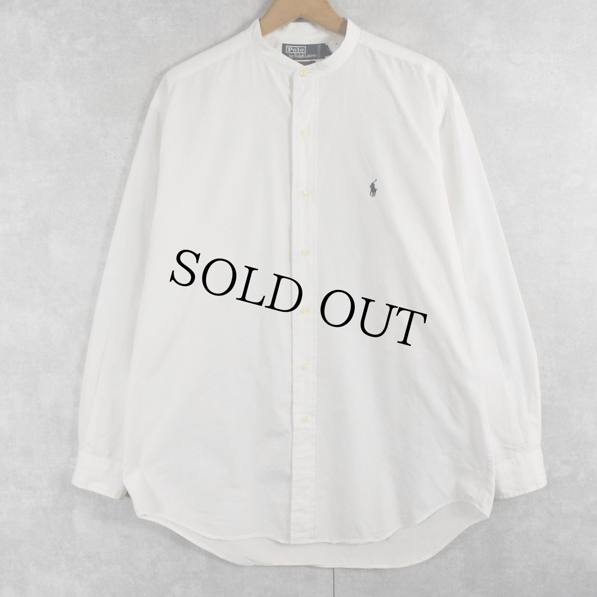 画像1: POLO Ralph Lauren "POSTBOY" バンドカラー コットンシャツ M (1)