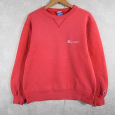 画像1: 90's Champion USA製 ロゴ刺繍 前Vスウェット L (1)