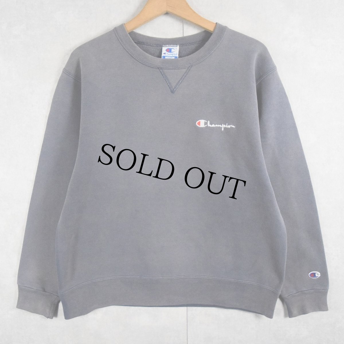 画像1: 90's Champion USA製 ロゴ刺繍 前Vスウェット M (1)