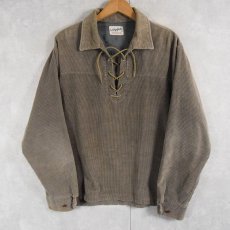 画像1: 〜80's Wedgefield JAPAN製 レースアップ コーデュロイシャツ L (1)