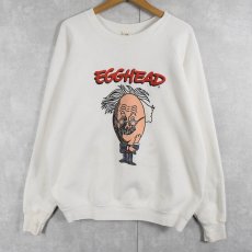 画像1: 90's USA製 "EGGHEAD" イラストプリントラグランスウェット XL (1)
