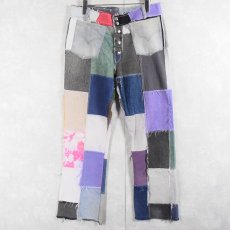 画像2: MOTOR コットンパッチワークパンツ W33 (2)