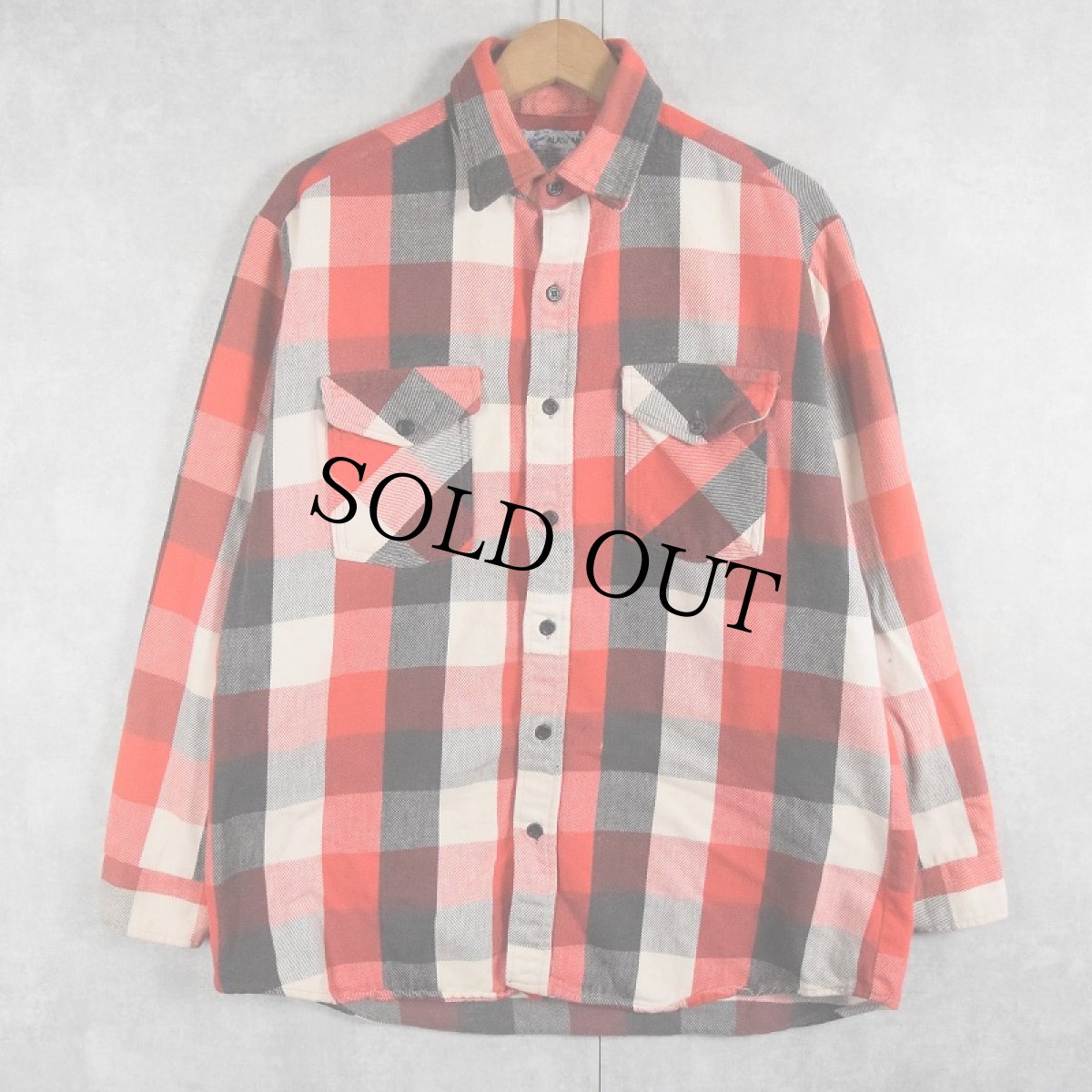 画像1: 80's ALASKAN USA製 ブロックチェック柄 ヘビーネルシャツ (1)