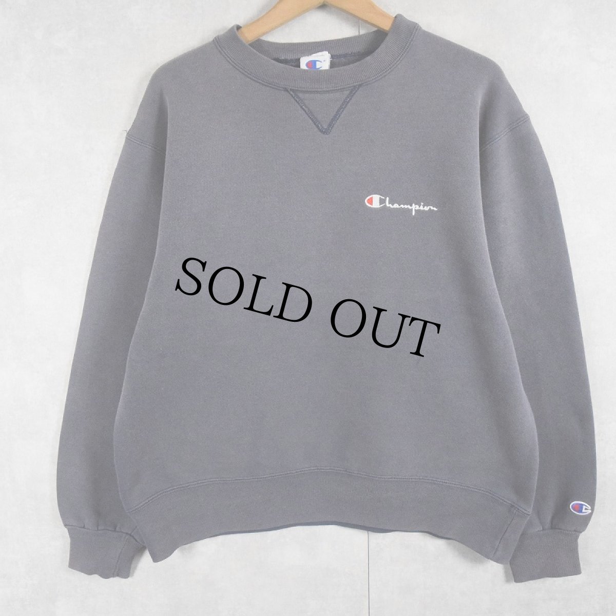 画像1: 90's Champion USA製 ロゴ刺繍 前Vスウェット M (1)