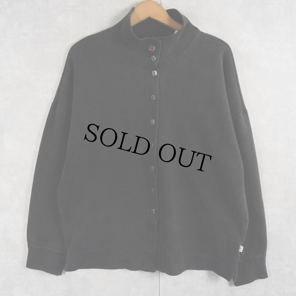 画像1: 90's Esprit ハイネックスウェットカーディガン BLACK L (1)