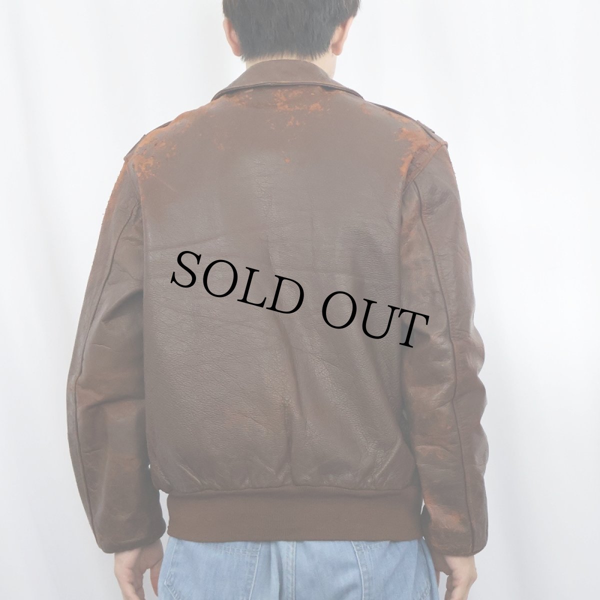 画像3: 40's U.S.ARMY AIR FORCE A-2 "BRONCO社製"レザーフライトジャケット SIZE42 (3)