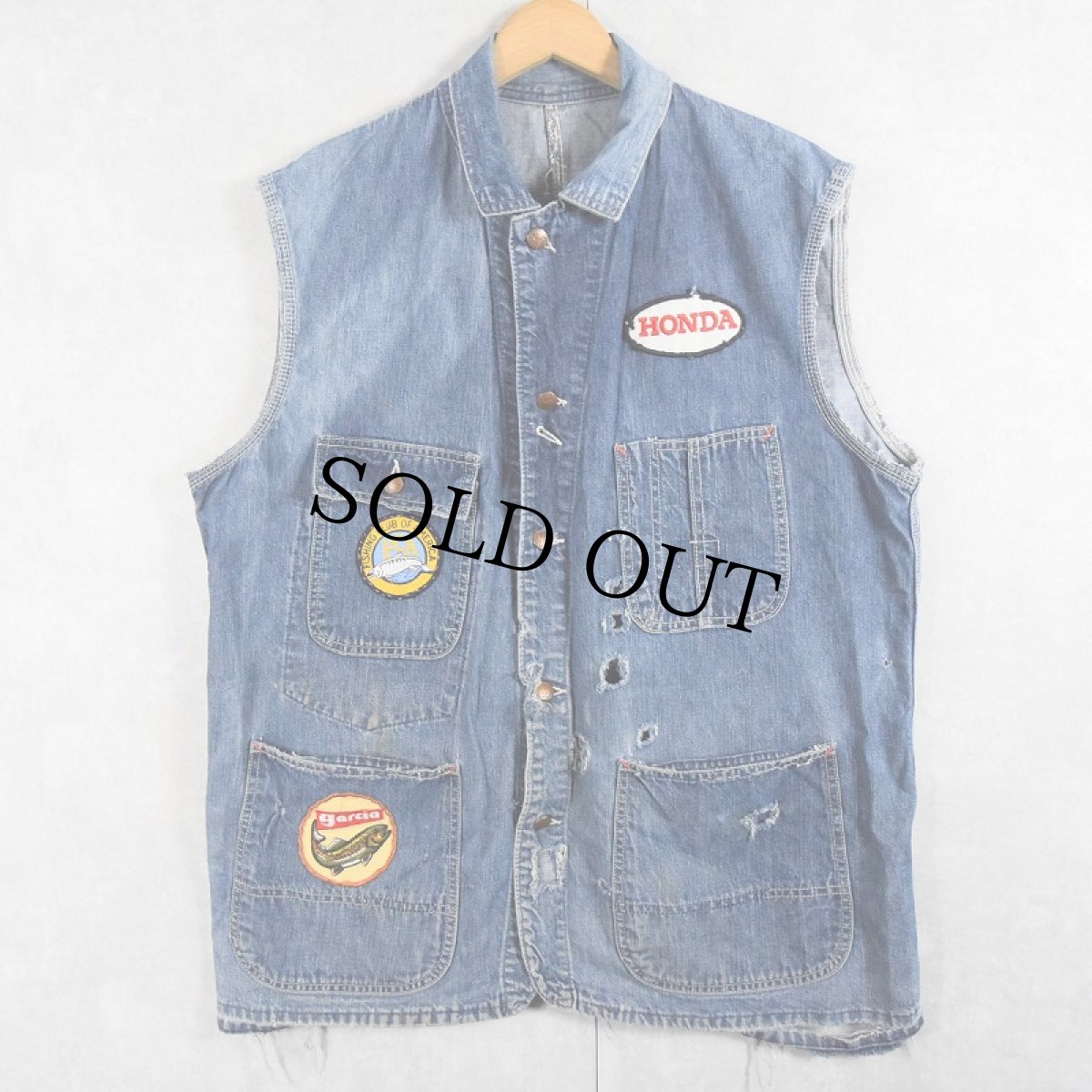 画像2: 60's〜 PENNEY'S PAYDAY ワッペン付き カットオフスリーブ デニムカバーオール (2)