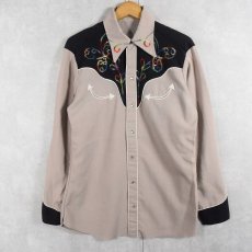 画像2: 70's H BAR C 刺繍入り レーヨンウエスタンシャツ (2)