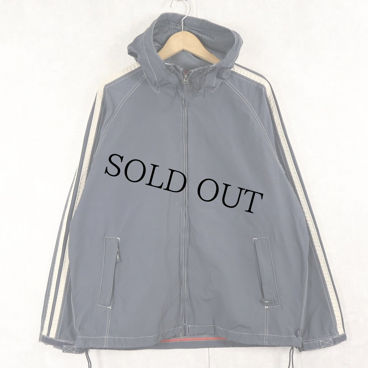 画像1: 90's GAP サイドライン ナイロン×コットンパーカー NAVY L (1)