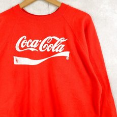 画像1: 80's Coca-Cola USA製 飲料メーカー ロゴプリント ラグランスウェット L (1)