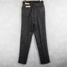 画像2: 70〜80's ISAACS GROUP USA製 ポリエステル×レーヨン チェック柄 2タックスラックス DEADSTOCK W30 (2)