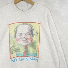 画像1: 90's USA製 "MY MAIN MAN" イラストプリントラグランスウェット XL (1)