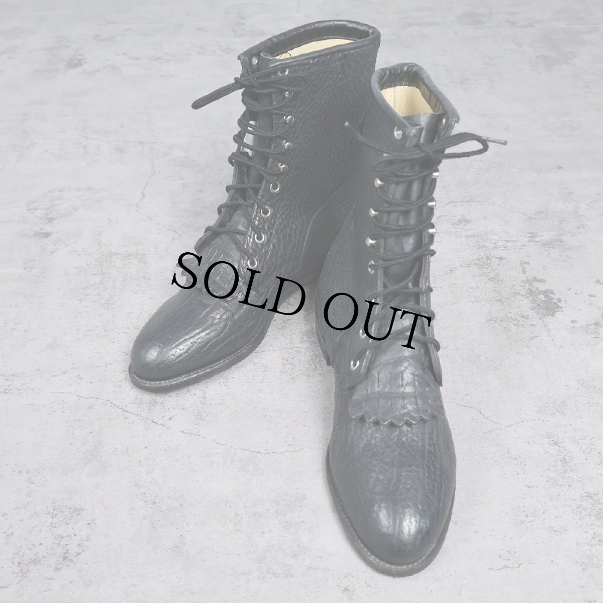 画像1: 80's Justin USA製 レースアップ レザーブーツ 27cm (1)