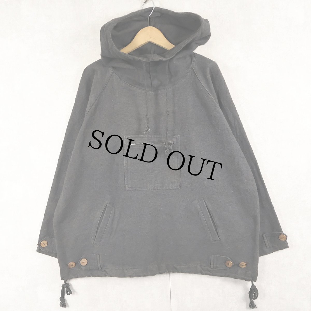 画像1: ハイネック コットンパーカー BLACK (1)