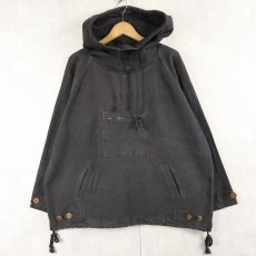 画像1: ハイネック コットンパーカー BLACK  (1)