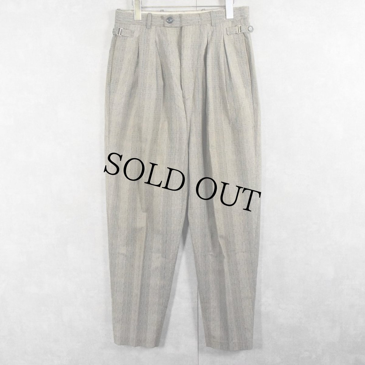 画像2: 80〜90's FRONT LINE チェック柄 ポリエステル×レーヨン 2タックスラックス W31 (2)