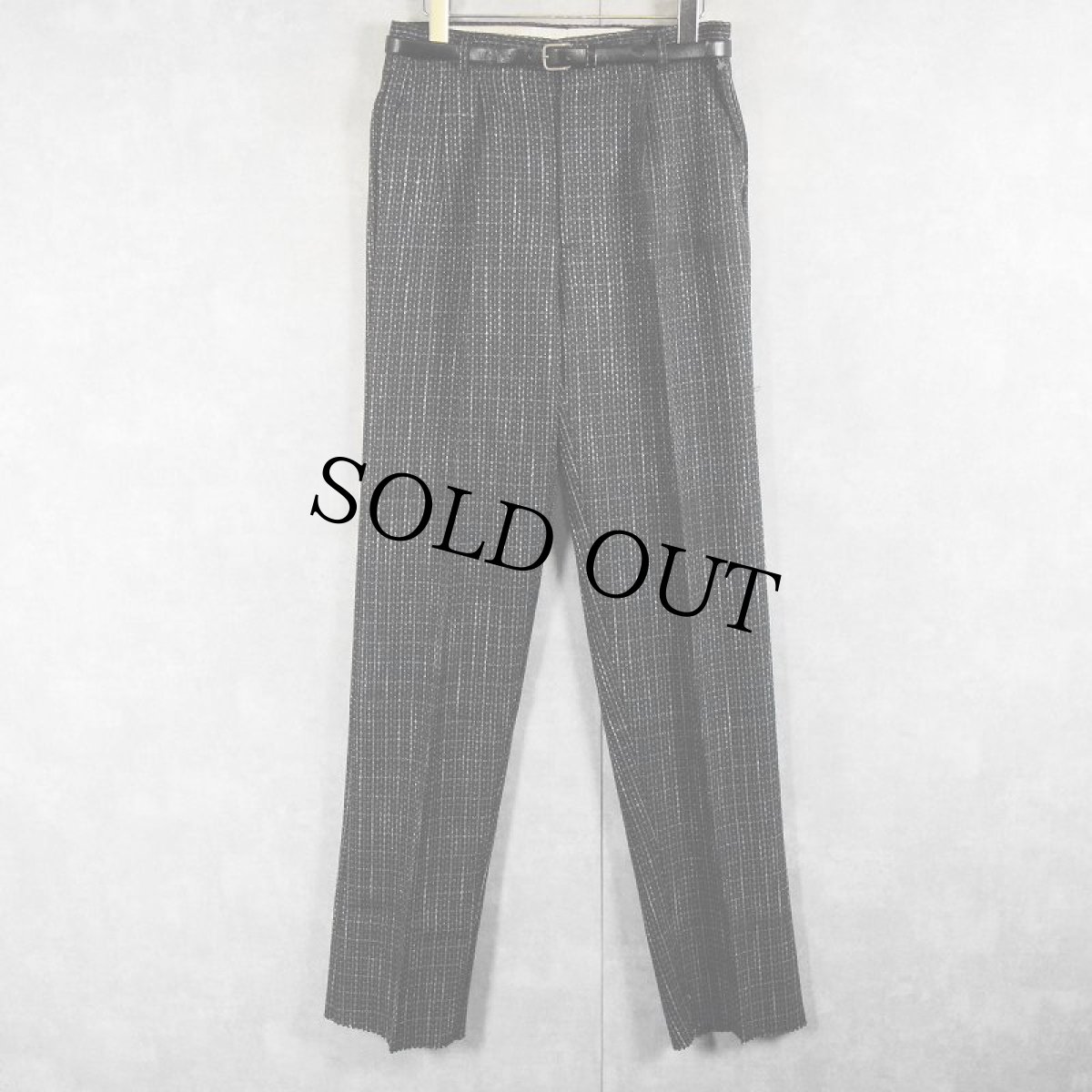 画像1: 【SALE】 70〜80's ISAACS GROUP USA製 ポリエステル×レーヨン チェック柄 2タックスラックス DEADSTOCK W30 (1)