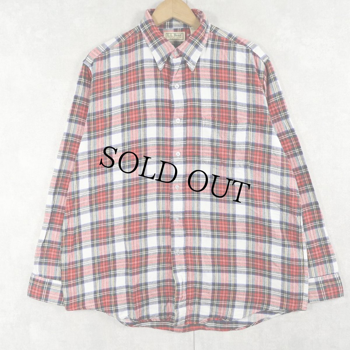 画像1: 80's L.L.Bean USA製 チェック柄 ライトネル ボタンダウンシャツ L (1)