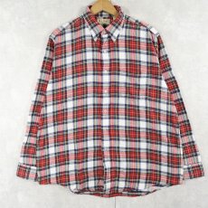 画像1: 80's L.L.Bean USA製 チェック柄 ライトネル ボタンダウンシャツ L (1)
