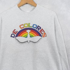 画像1: 90's USA製 "DE COLORES" プリントスウェット L (1)