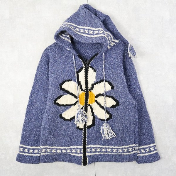 80s エクアドル 総柄 ウール ハーフジッププルオーバー パーカー 80s エクアドル 総柄 ウール ハーフジッププルオーバー パーカー