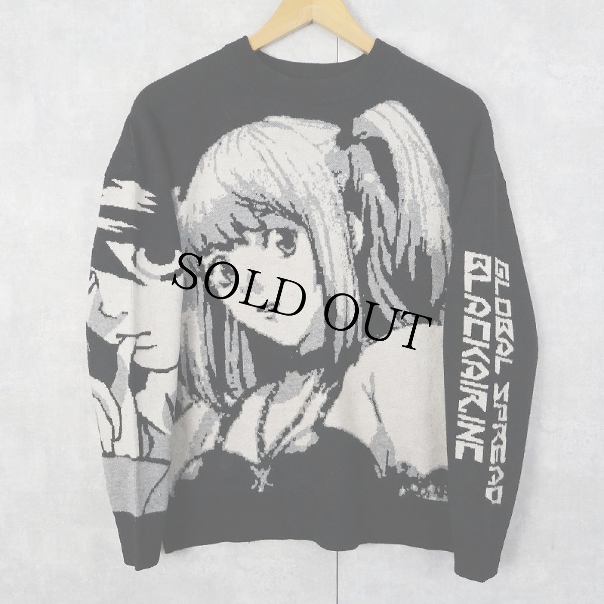 画像1: DEATH NOTE "弥 海砂×L" キャラクタースキーニットセーター BLACK M (1)