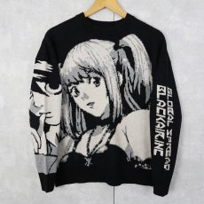 画像1: DEATH NOTE "弥 海砂×L" キャラクタースキーニットセーター BLACK M (1)