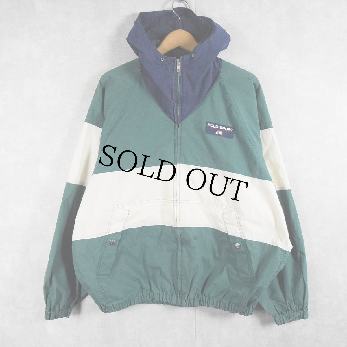 画像1: 90's POLO SPORT Ralph Lauren 切り替えデザイン コットンジップパーカー L (1)