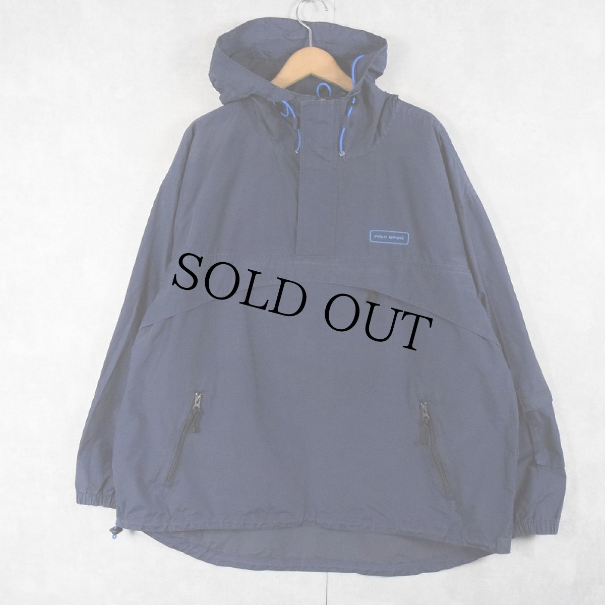 画像1: 90's POLO SPORT Ralph Lauren ロゴ刺繍 コットン×ナイロン アノラックパーカー NAVY XXL (1)