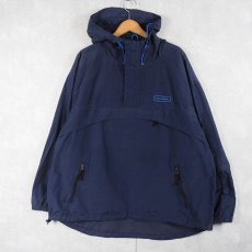 画像1: 90's POLO SPORT Ralph Lauren ロゴ刺繍 コットン×ナイロン アノラックパーカー NAVY XXL (1)
