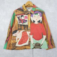 画像1: 90's CHICO'S DESIGN アート柄 コットンジャケット SIZE 2 (1)