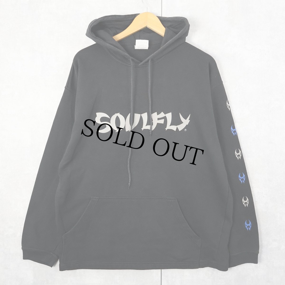 画像2: 90's SOULFLY グルーヴメタルバンド プリントスウェットフーディー BLACK XL (2)