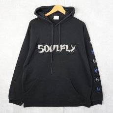画像2: 90's SOULFLY グルーヴメタルバンド プリントスウェットフーディー BLACK XL (2)