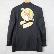 画像1: UPPER "SEX PISTOLS" リメイクプリント ストライプ柄 ウールテーラードジャケット  (1)