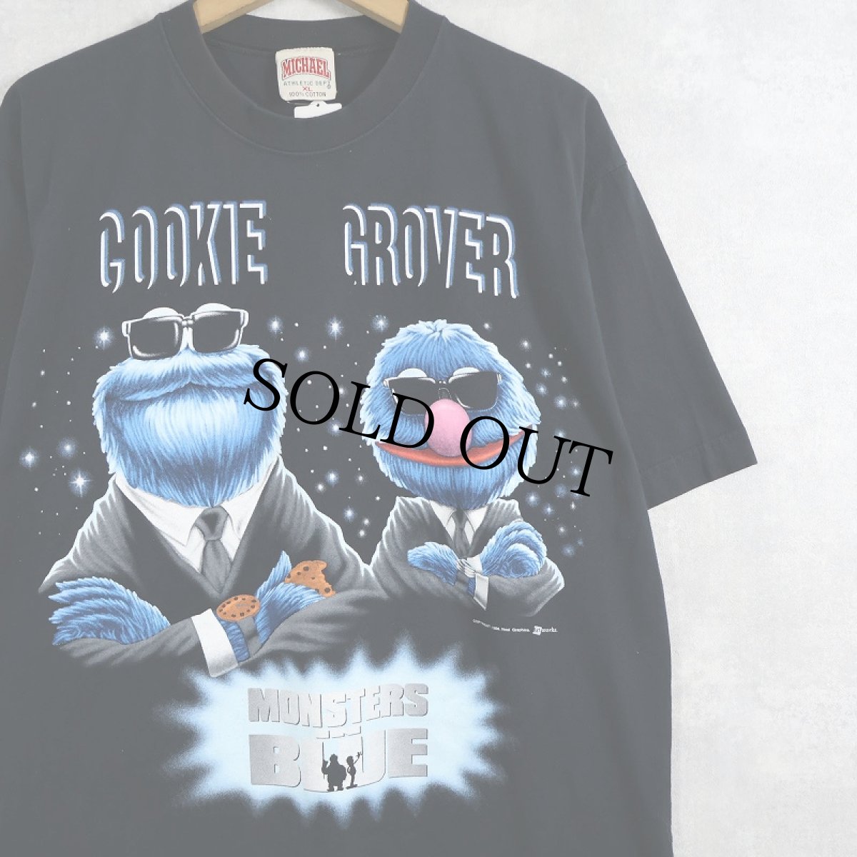 画像1: 90's MONSTERS IN BLUE 映画パロディ プリントTシャツ BLACK XL (1)